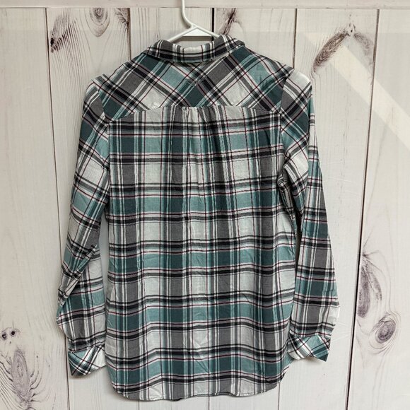 KÜHL Lexi Long-Sleeve Shirt Women’s Medium Gray–Green Plaid UPF 30 EUC - Picture 3 of 12